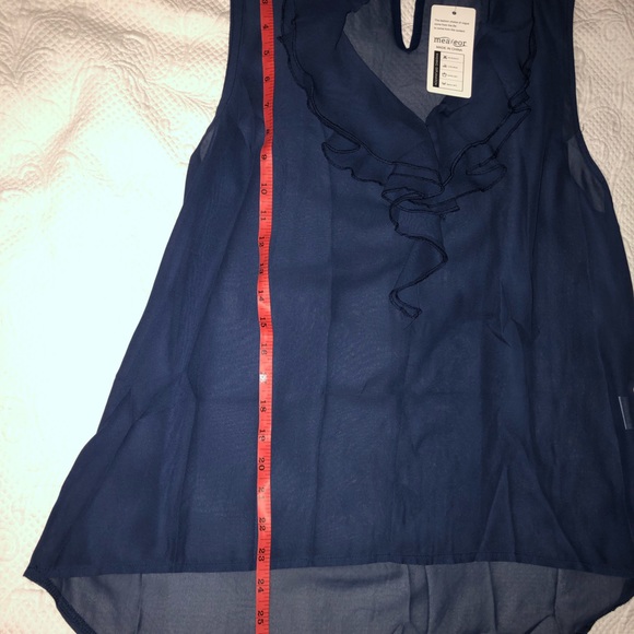 NWT Navy tank-ruffle collar, Large. Shear. - Picture 5 of 5